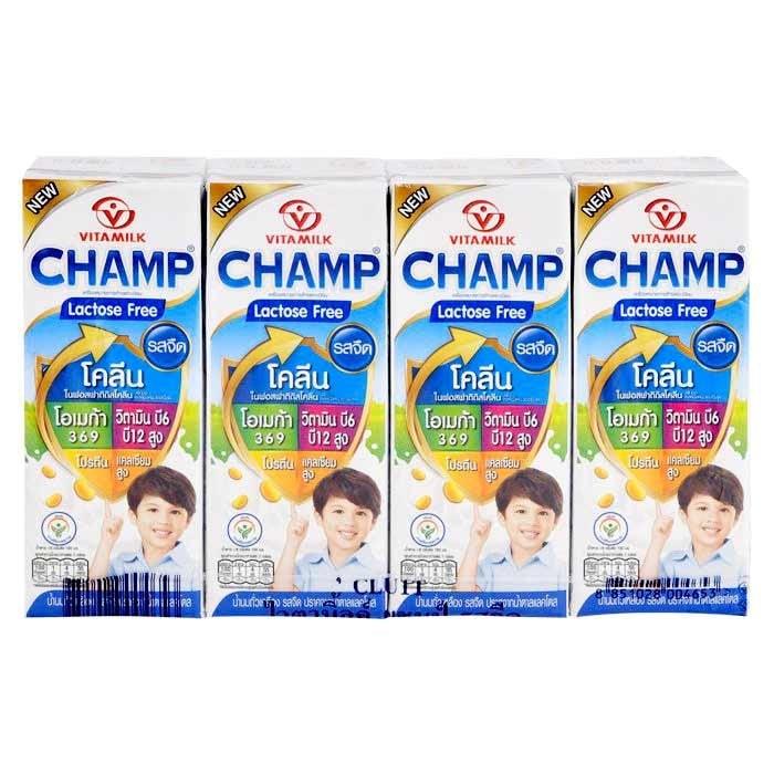 ไวตามิ้ลค์ แชมป์ นมถั่วเหลือง ยูเอชที สูตรปราศจากแลคโตส รสจืด 180 มล. แพ็ค  4 - Big C Online