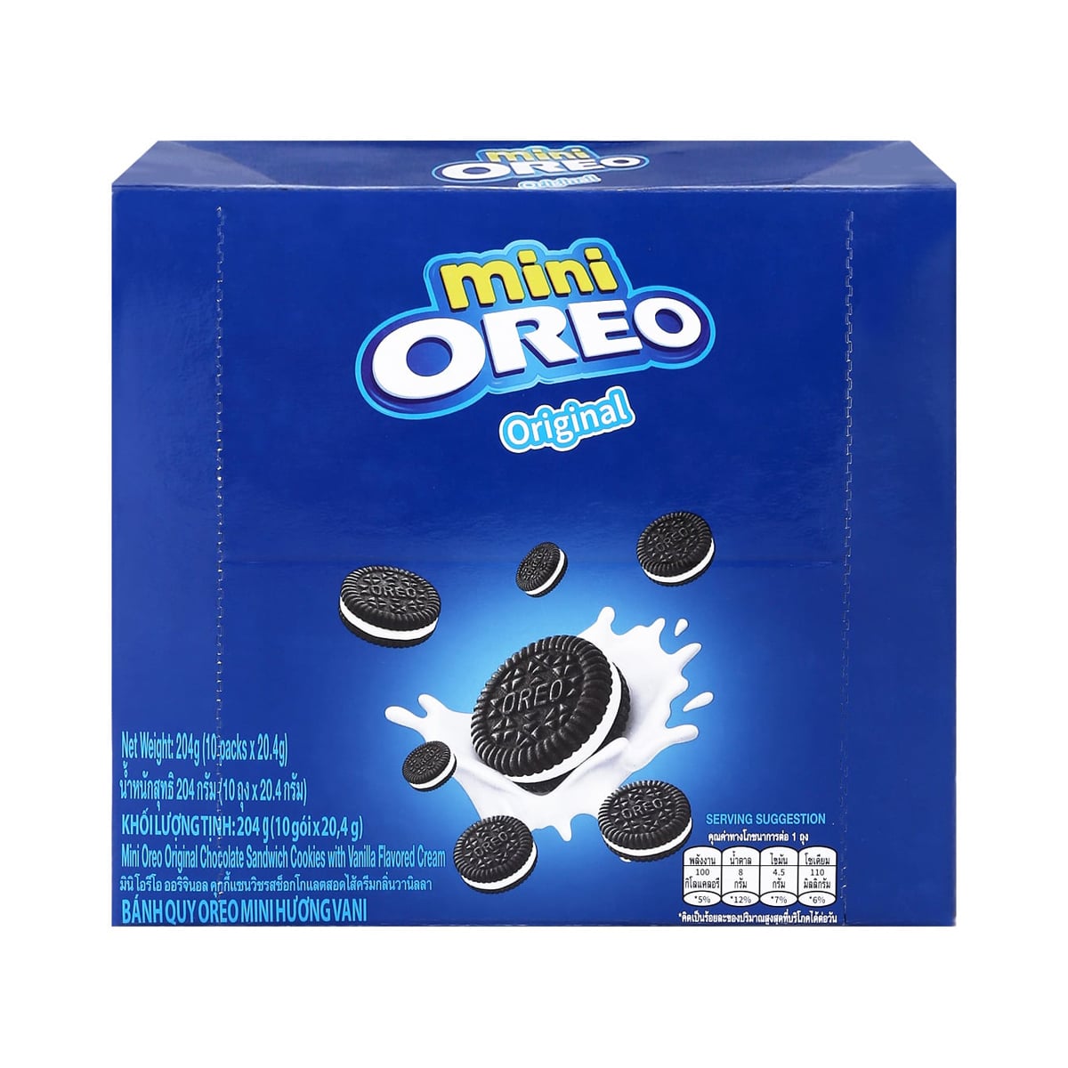 MINI OREO Original Chocolate Sandwich Cookies with Vanilla Flavored Cream 20.4 g. Pack 10