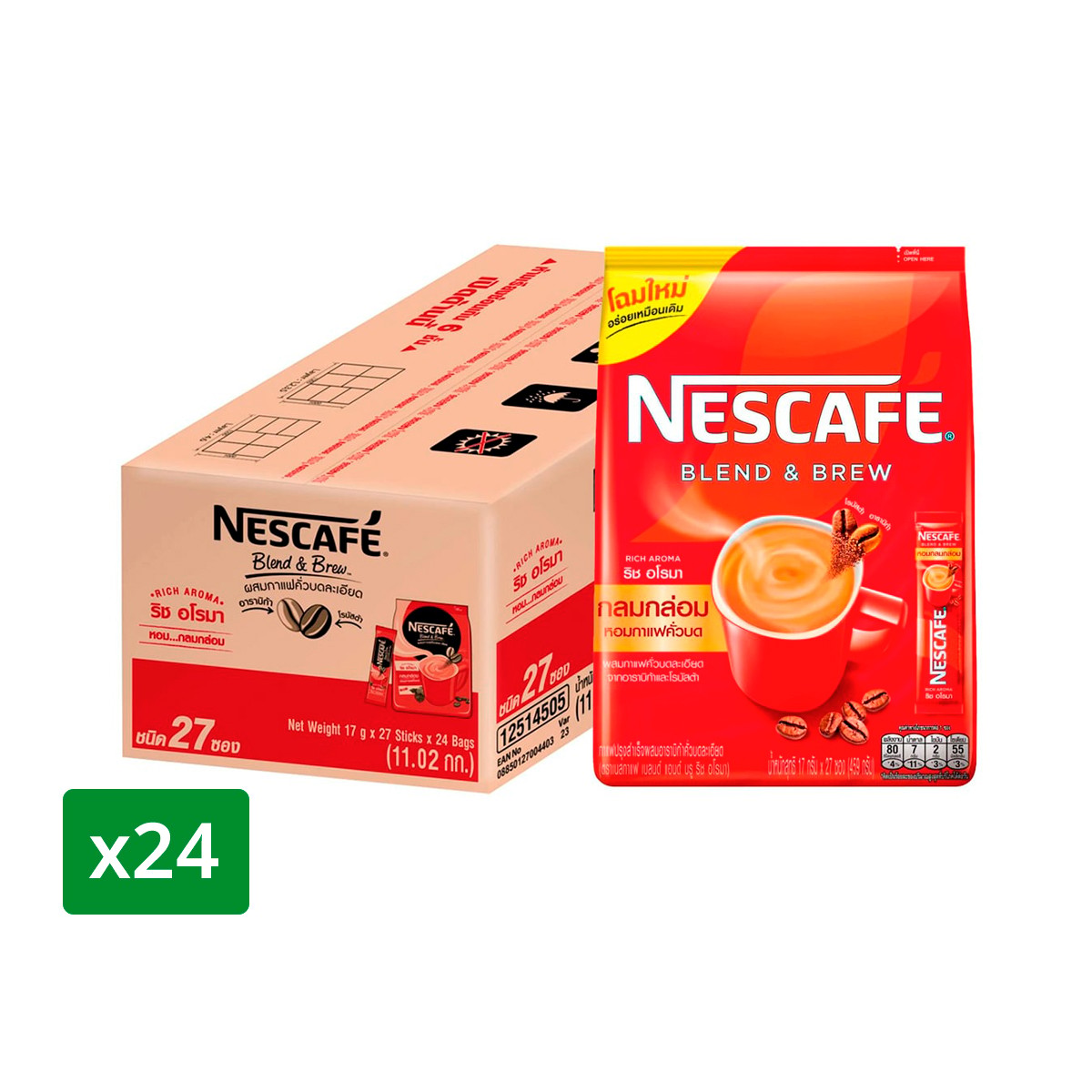เนสกาแฟ เบลนด์ แอนด์ บรู ริชอโรมา 17 ก. แพ็ค 27 x 24 ถุง