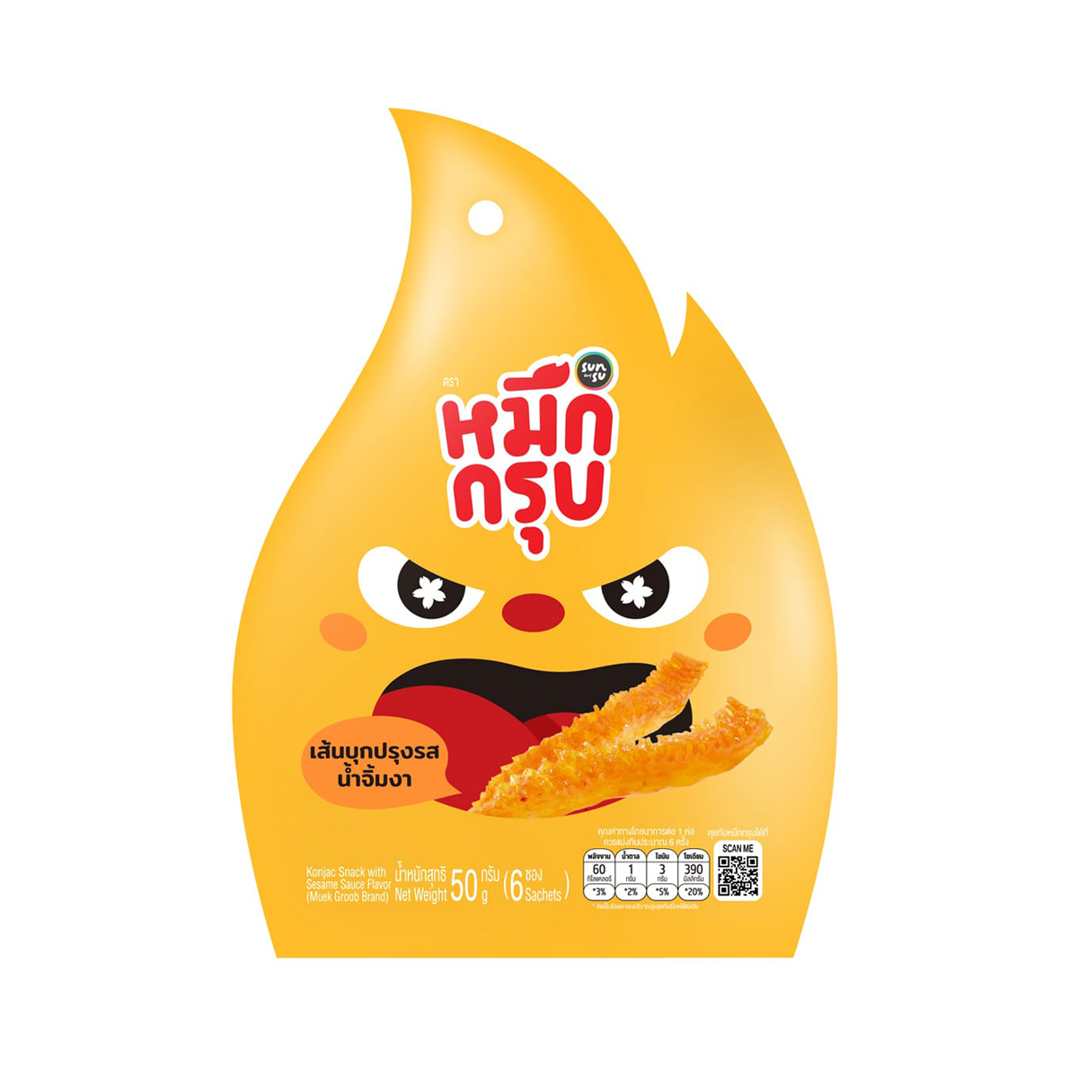 ซันซุ หมึกกรุบ คอนยัก สแน็ค วิท เซซามี่ ซอส เฟลเวอร์ 50 ก.