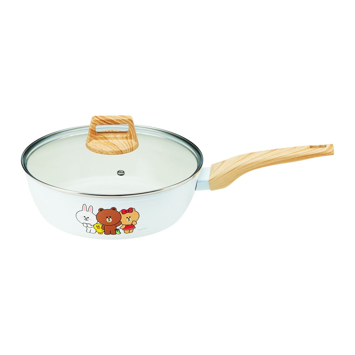 LINE FRIENDS Deep Fry Pan with Lid 26 cm. Model DFP2680-GPR Color Cream