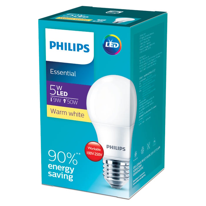 PHILIPS Energy-Saving Light Bulb 5W Model ESSENTIAL BULB Warm White