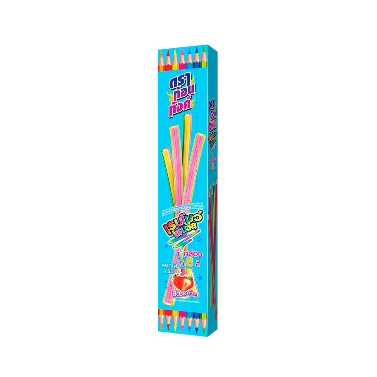 DARGON TONGUE Rainbow Pencil Fruity Gummy Candy 22 g. x 12 units