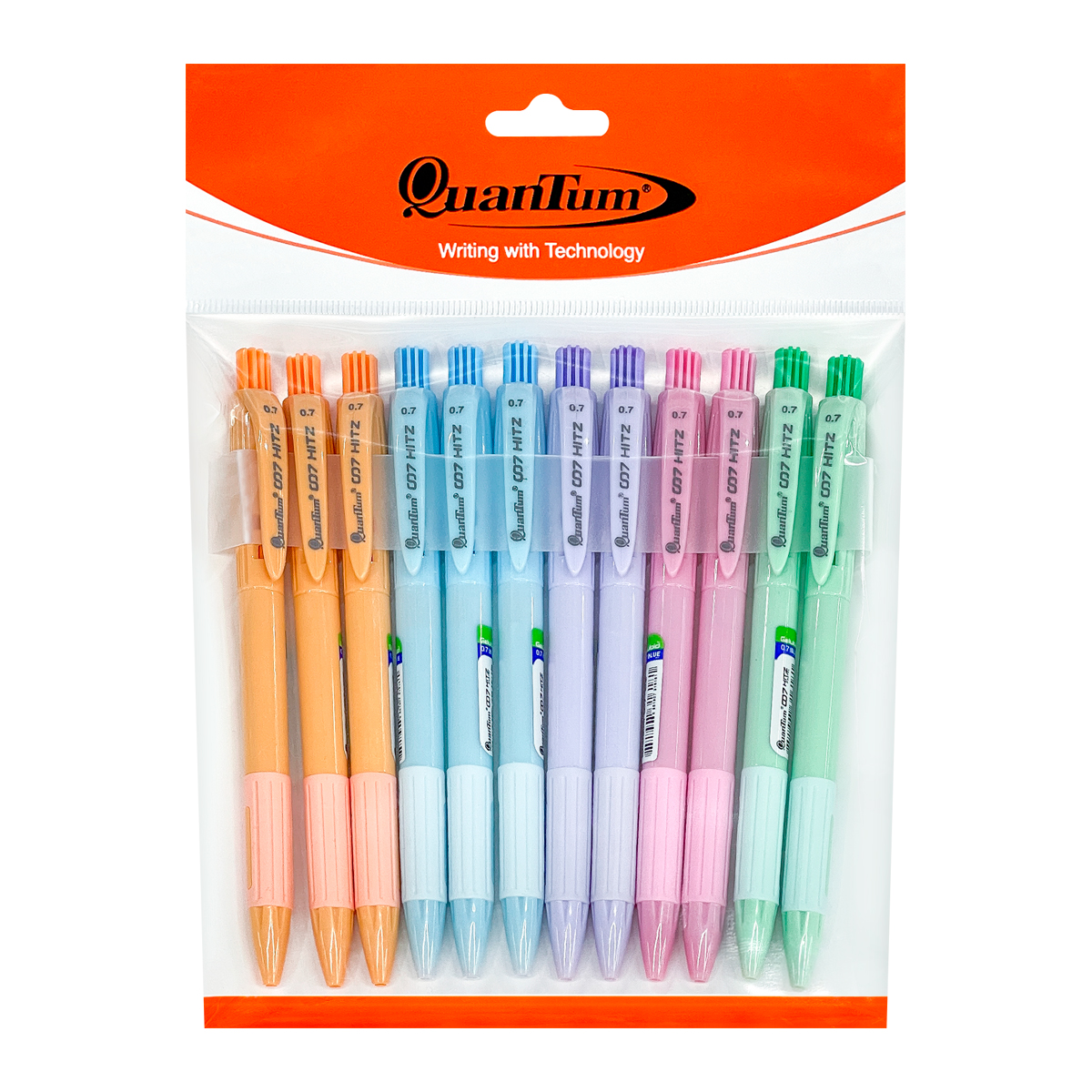 QUANTUM 0.7 mm. 007 Hitz Ball Pen x 12 piece Assorted Colors
