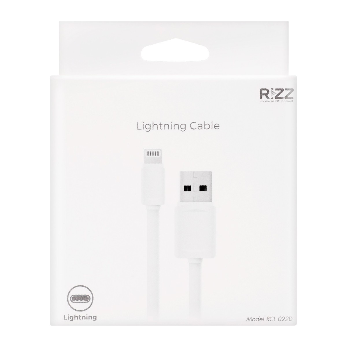 RIZZ Lightning Cable Model RCL-022D Color White