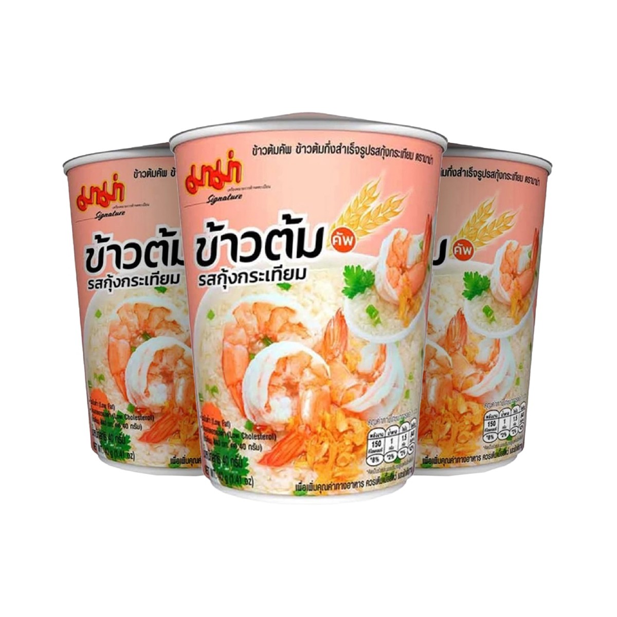 MAMA Cup Instant Rice Soup with Shrimp and Garlic 40 g. Pack 3