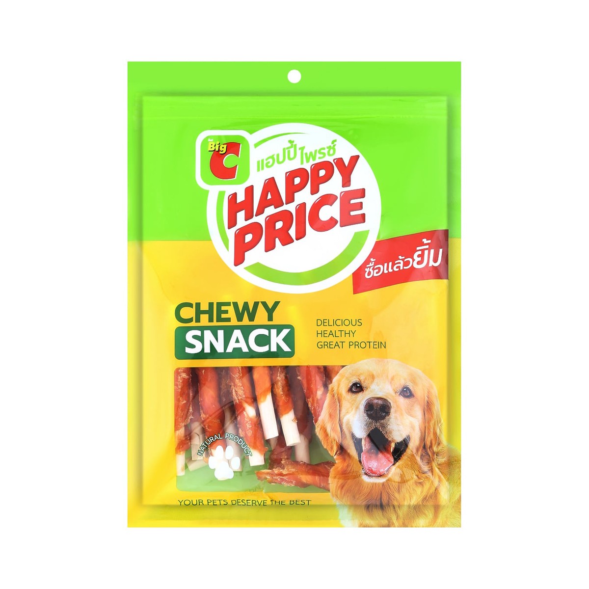 BIG C HAPPY PRICE Dog Treat Chicken Wrap Twist Stick 250 g.