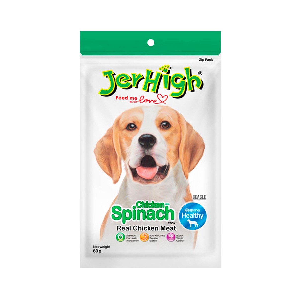 JERHIGH Stick Dog Snack Spinach Flavor 60 g.