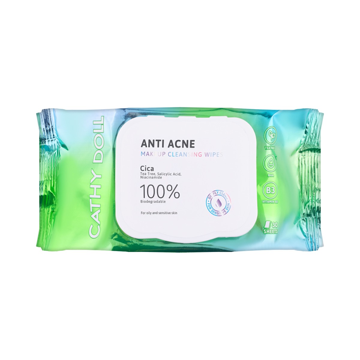 CATHY DOLL Anti Acne Makeup Cleansing Wipes 30 Sheets