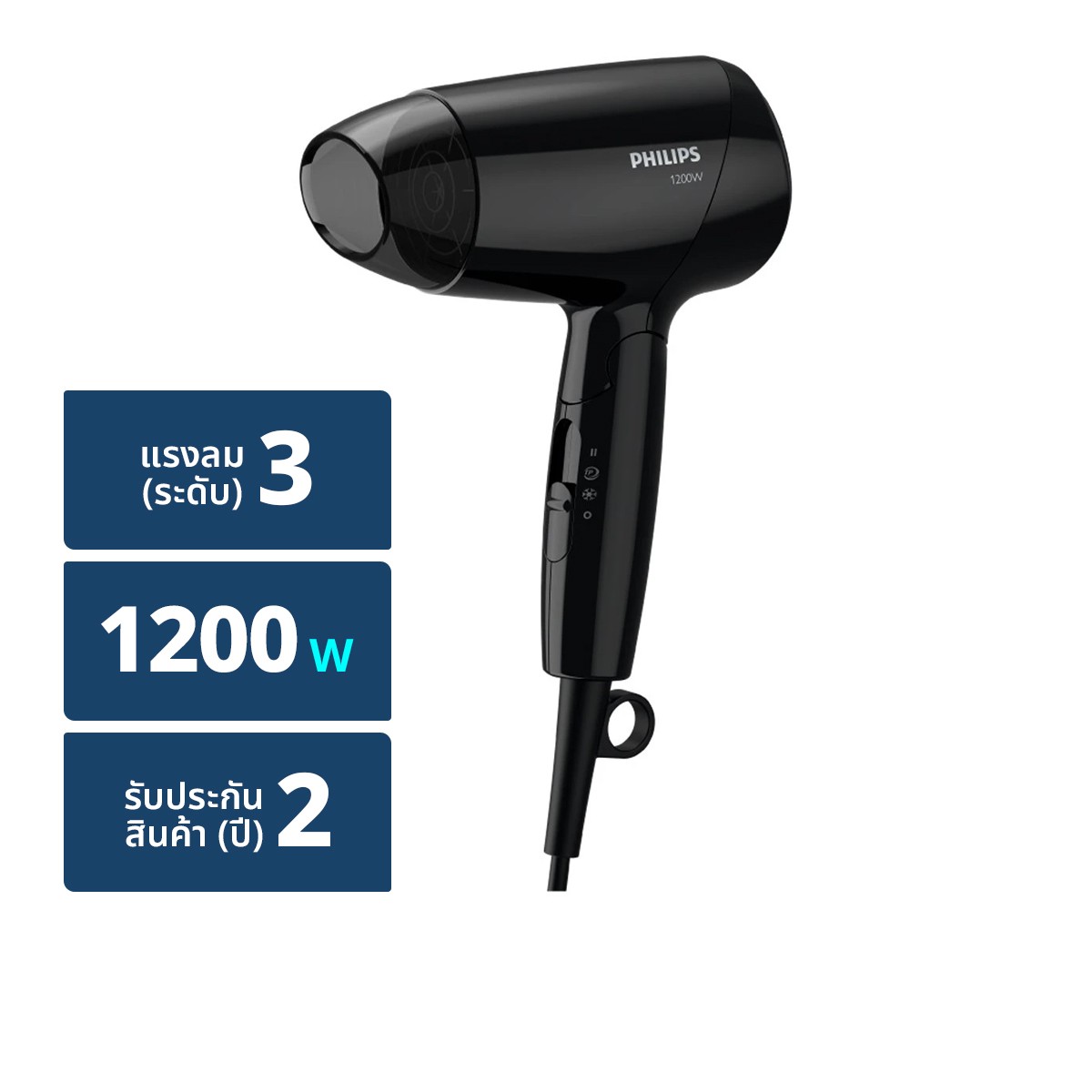 PHILIPS Essential Care Hair Dryer 1200W Model BHC010/10 Black Colour