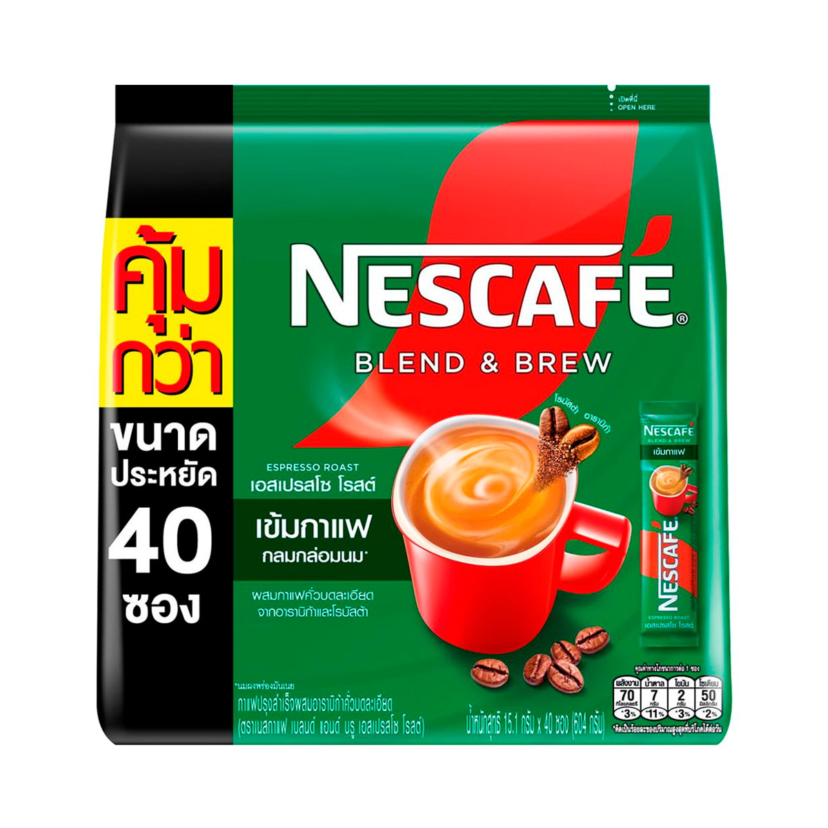 NESCAFE Blend & Brew Espresso Roast Instant Coffee 15.1 g. x 40 sachets