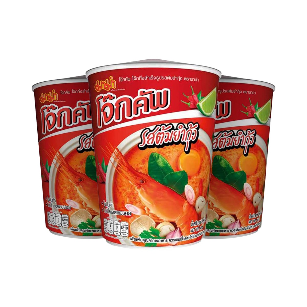 MAMA Jok Cup Instant Rice Porridge Shrimp Tom Yum Flavor 45 g. Pack 3