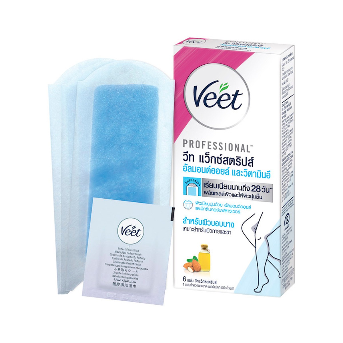 VEET Easy-Gel Legs Wax Strips for Sensitive Skin 6 strips