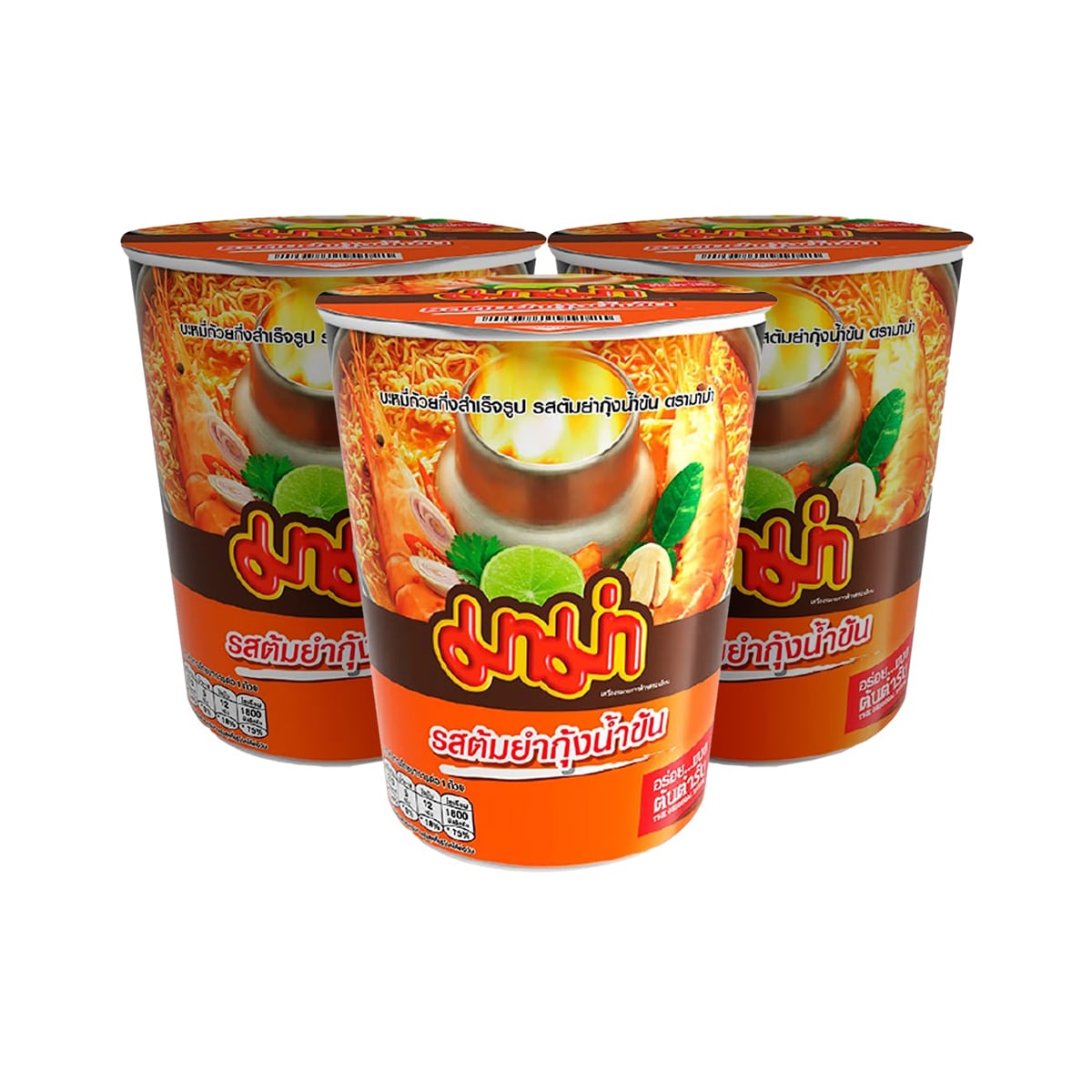 MAMA Cup Instant Noodles Creamy Tom Yum Kung Flavor 60 g. Pack 3