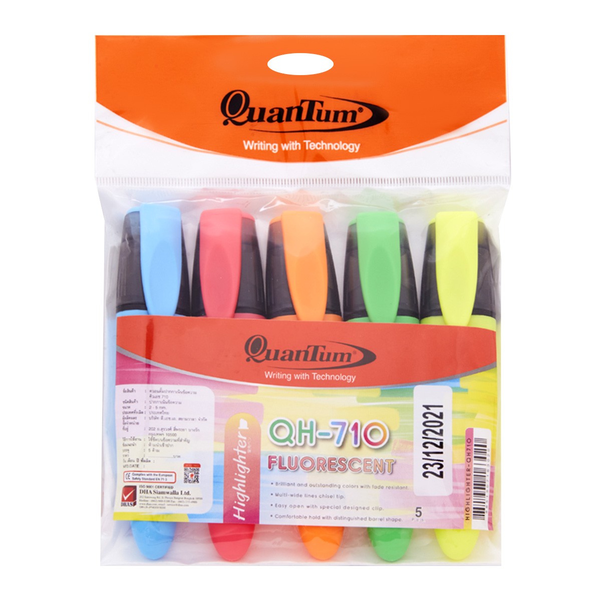 QUANTUM Highlighter Model QH-710 Pack 5 Assorted Colors