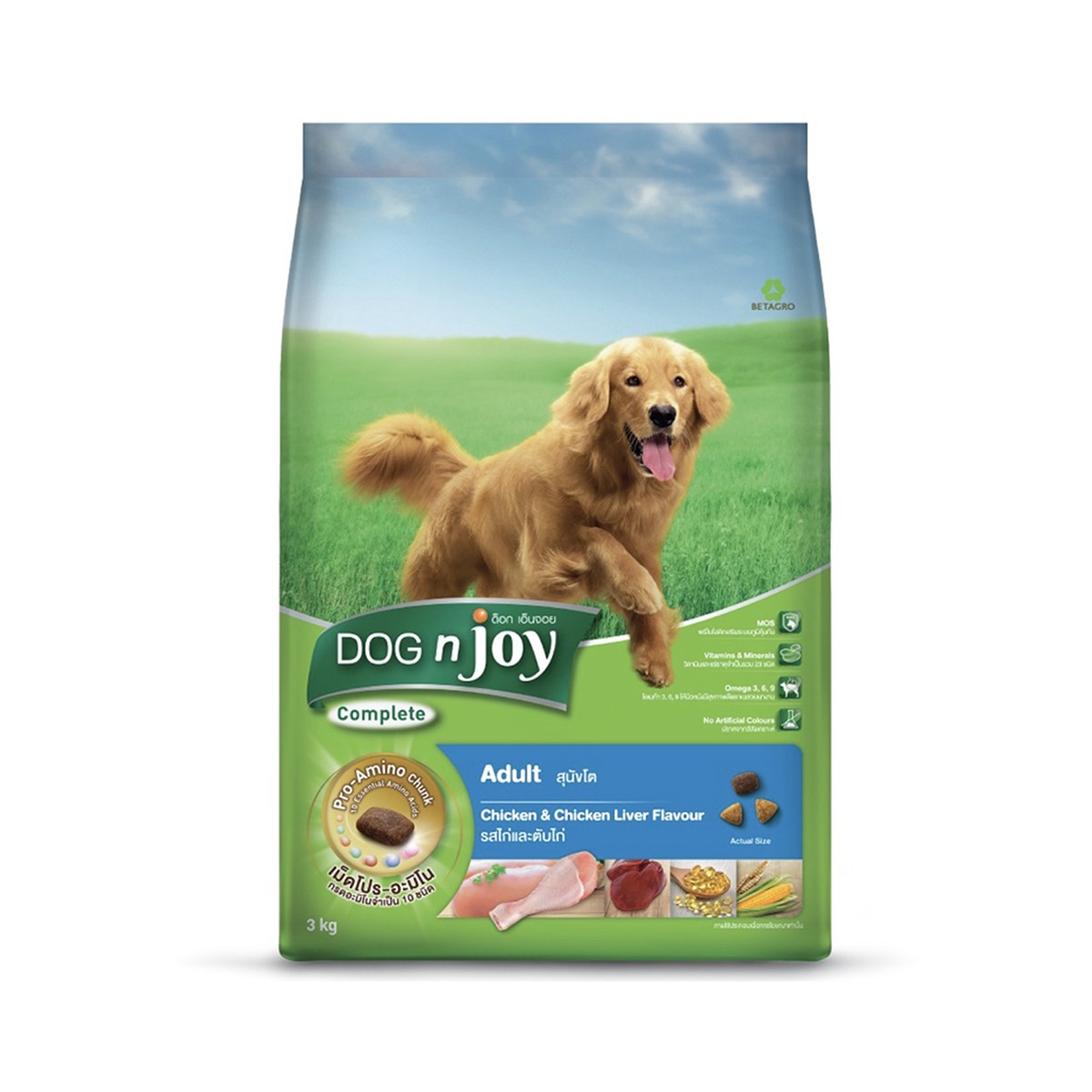 DOG N JOY Adult Dog Food Chicken & Chicken Liver Flavor 3 kg.