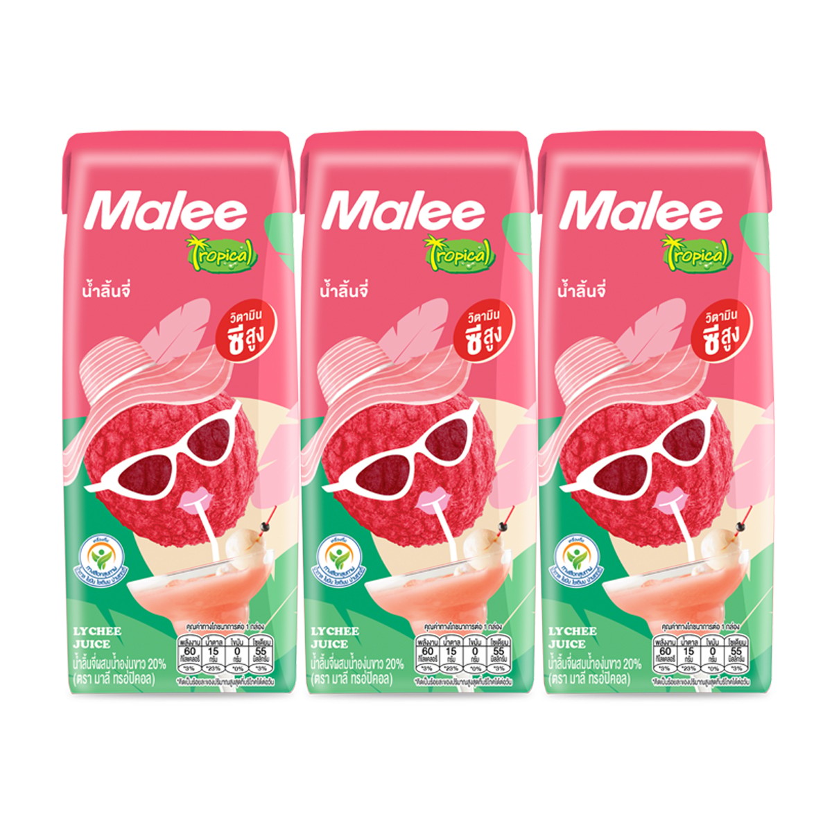มาลี ทรอปิคอล น้ำลิ้นจี่ผสมน้ำองุ่นขาว 20% 180 มล. แพ็ค 3
