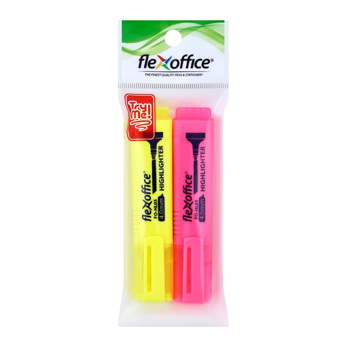 เฟล็กซ์ ออฟฟิศ ปากกาเน้นข้อความ รุ่น FO-HL05 ขนาด 4.0 มม. สีเหลืองและชมพู แพ็ค 2