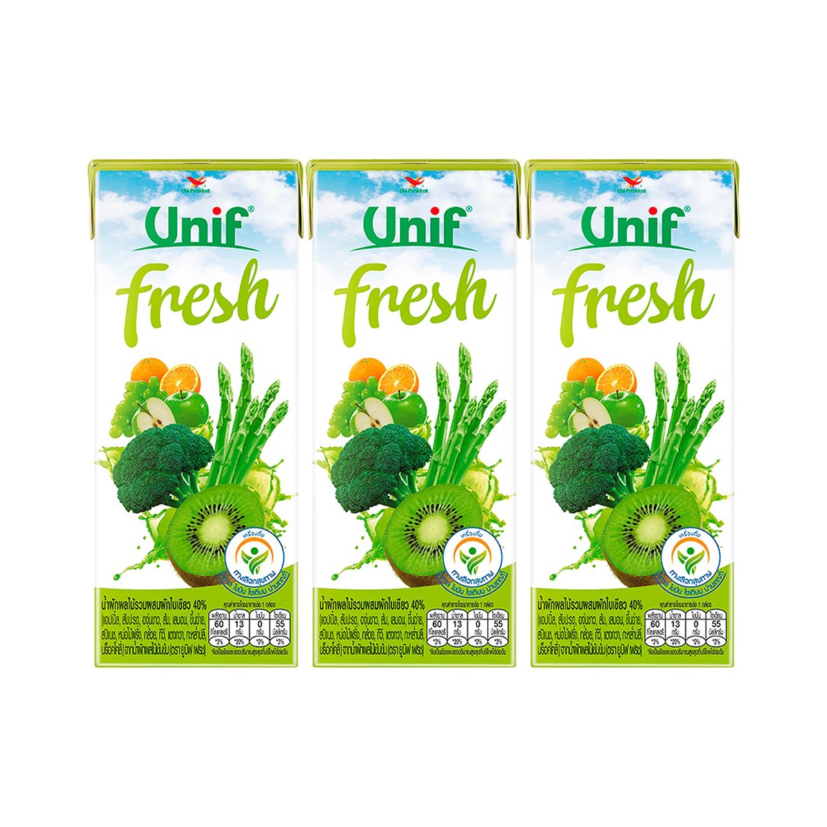 UNIF Fresh 40% Mixed Vegetable and Fruit Juice with Green Vegetable 250ml. Pack 3
