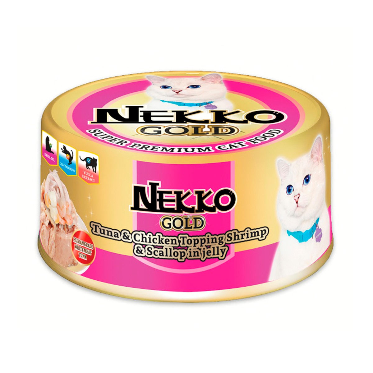NEKKO GOLD Wet Cat Food Tuna, Chicken, Shrimp & Scallop in Jelly 85 g.