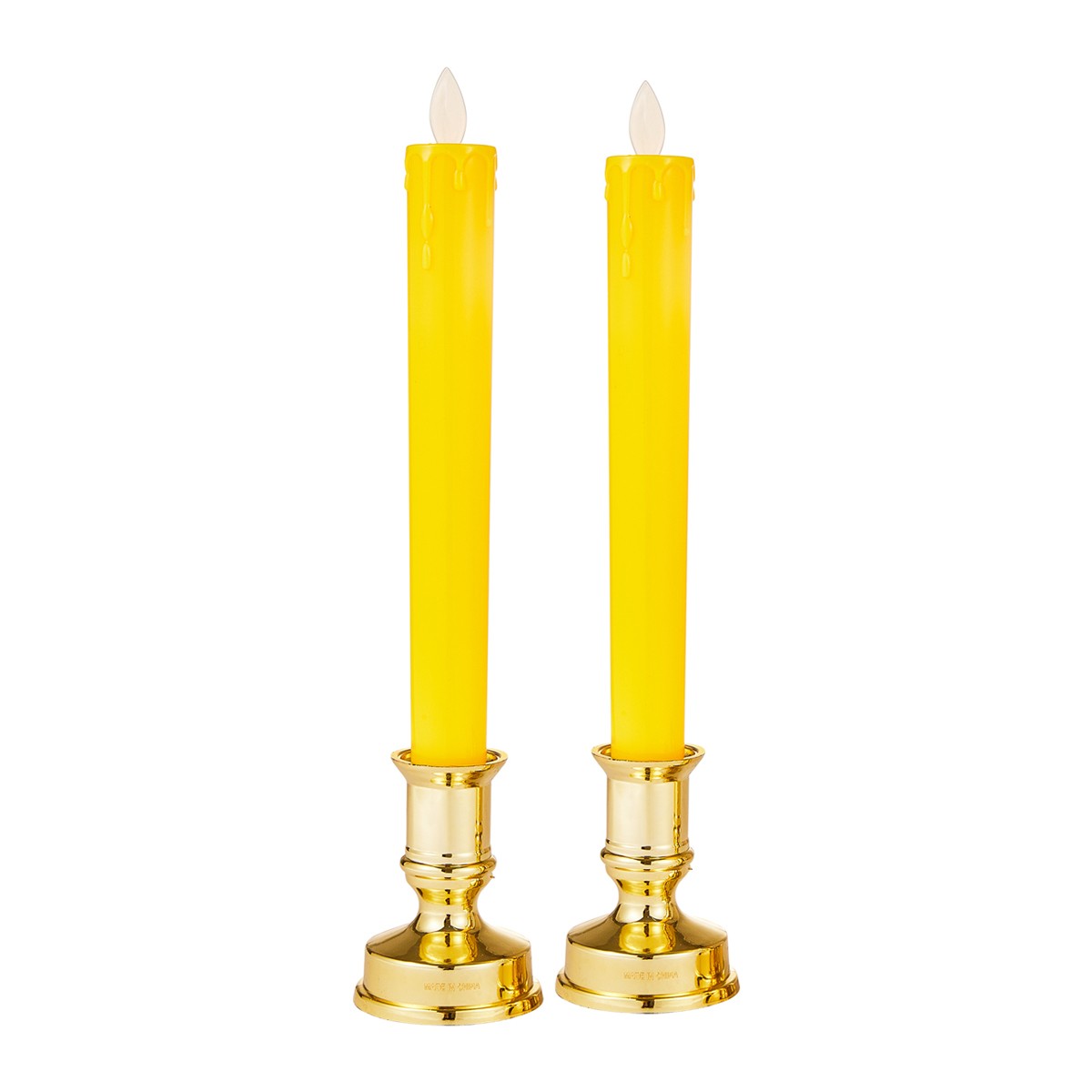 RANDY Dual LED Taper Candle 25 cm. Color Gold
