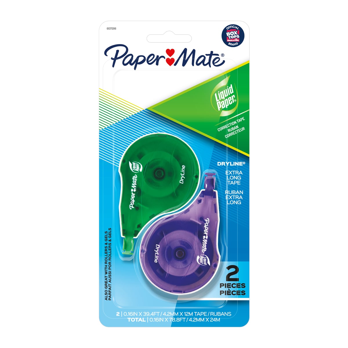 PAPER MATE Correction Tape Dryline Extra Long 4.2 mm. x 12 m. Pack 2