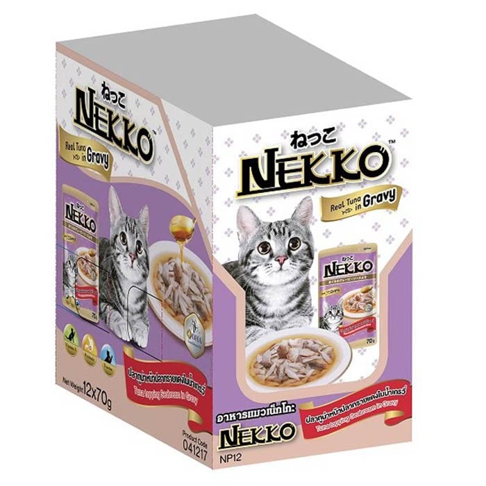 NEKKO Wet Cat Food Tuna Topping Sea Bream in Gravy 70 g. x 12 ea