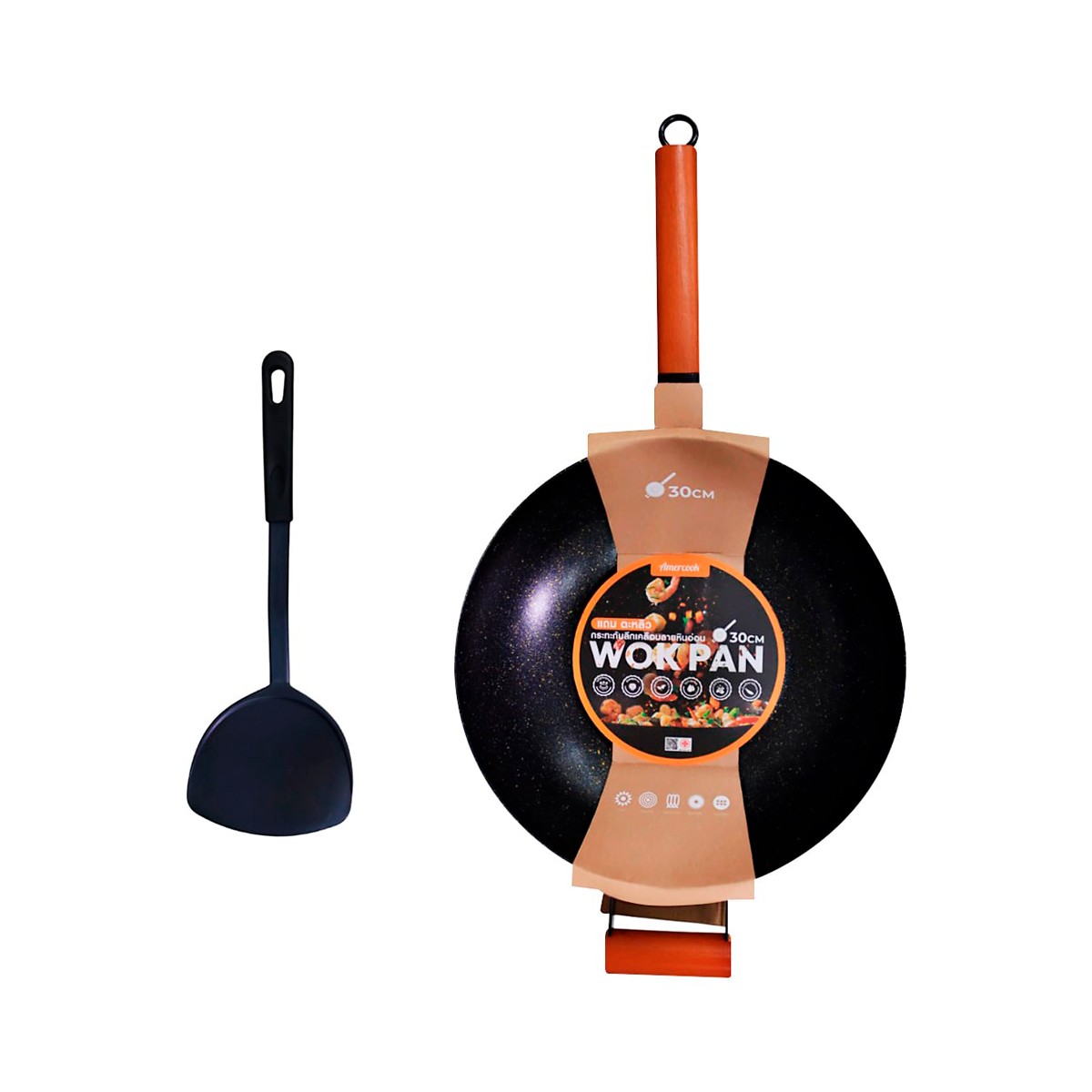 AMERCOOK Marble Wok 30 cm. + Satural