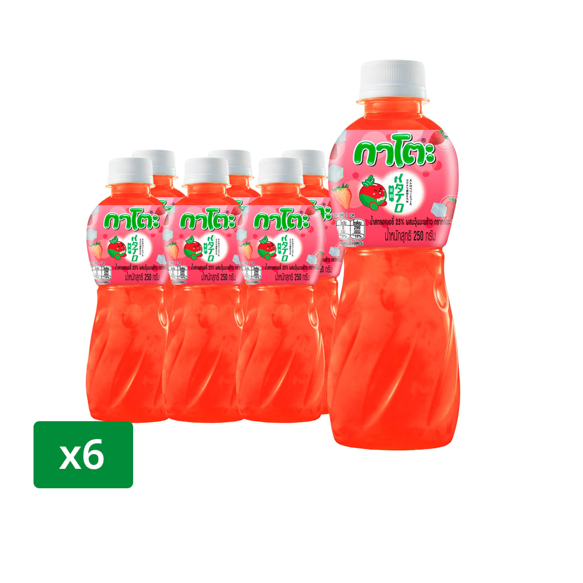 KATO 25% Strawberry Juice with Nata de Coco 250 ml. Pack 6