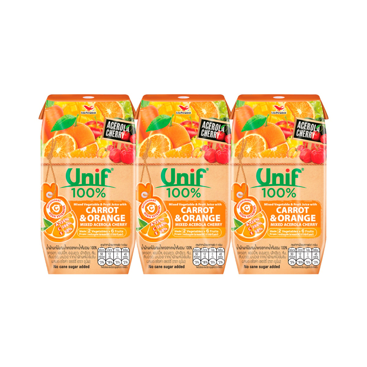 UNIF Mixed Vegetable & Fruit Juice with Carrot & Orange 200 ml. x 3 units