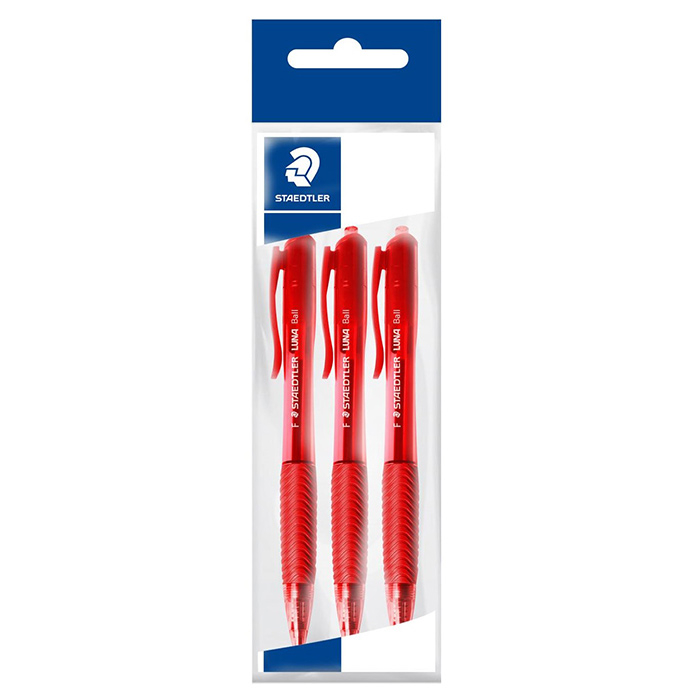 STAEDTLER Luna Ballpoint Pen 0.7 mm. Red Ink Pack 3