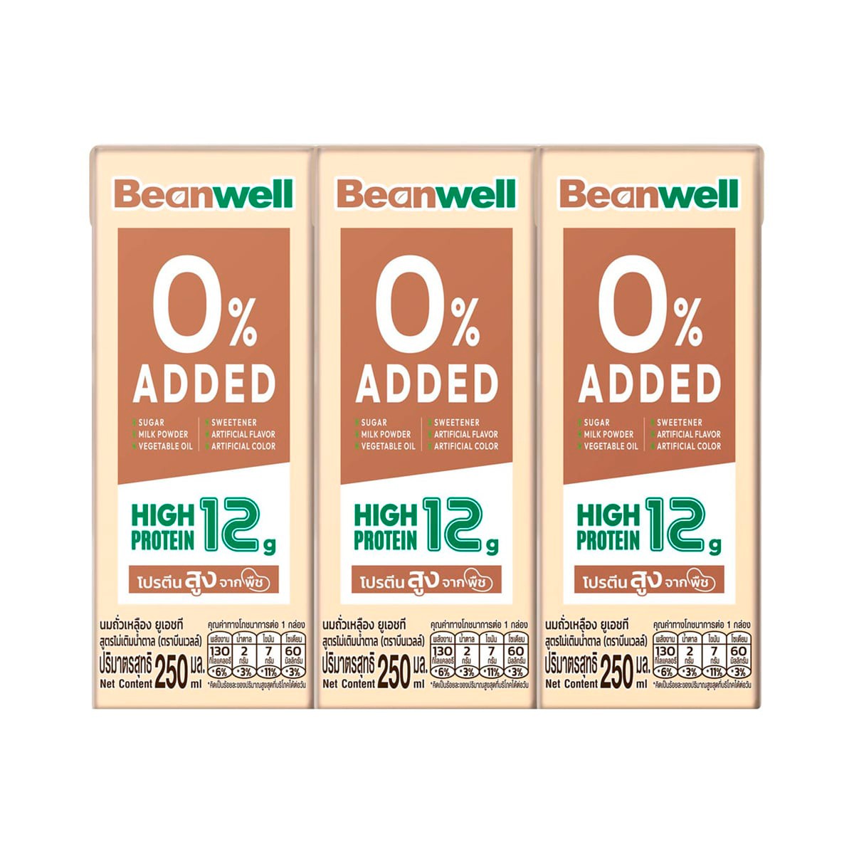BEANWELL UHT Soy Milk 0% Sugar Added 250 ml. x 3 units