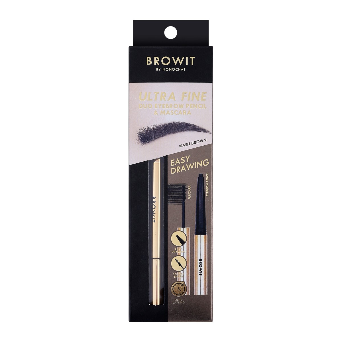 BROWIT Ultra Fine Duo Eyebrow Pencil & Mascara 0.16 g. + 1.26 g. Color Ash Brown