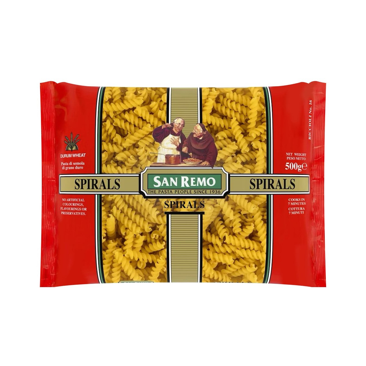 SAN REMO Spirals Pasta #16 Size 500 g.