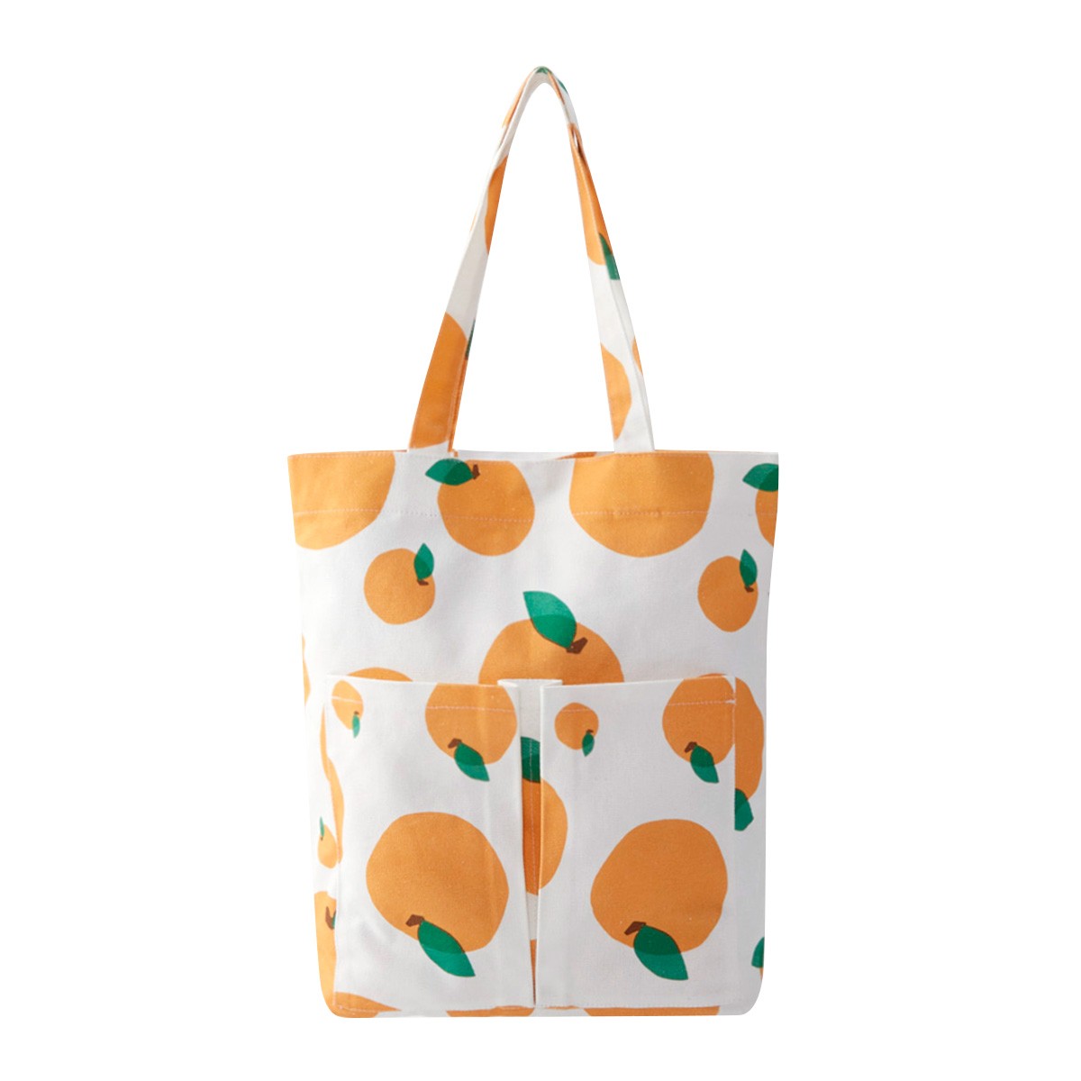 BESICO Cloth Tote Bag with Orange Pattern Model BCSL2303LA016 Color White