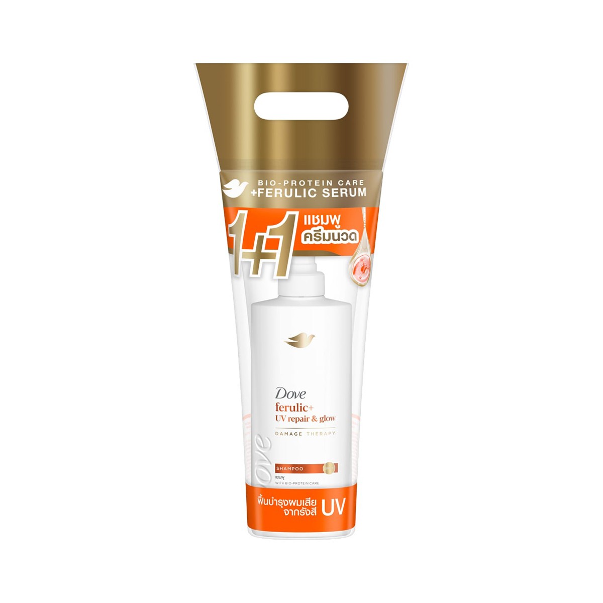 DOVE Ferulic+ UV Repair & Glow Damage Therapy Shampoo 360 ml. + Conditioner 320 ml.