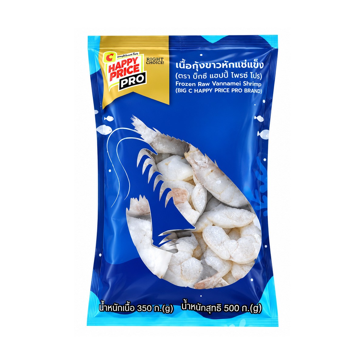 BIG C HAPPY PRICE PRO Frozen Raw Vannamei Shrimp 500 g.
