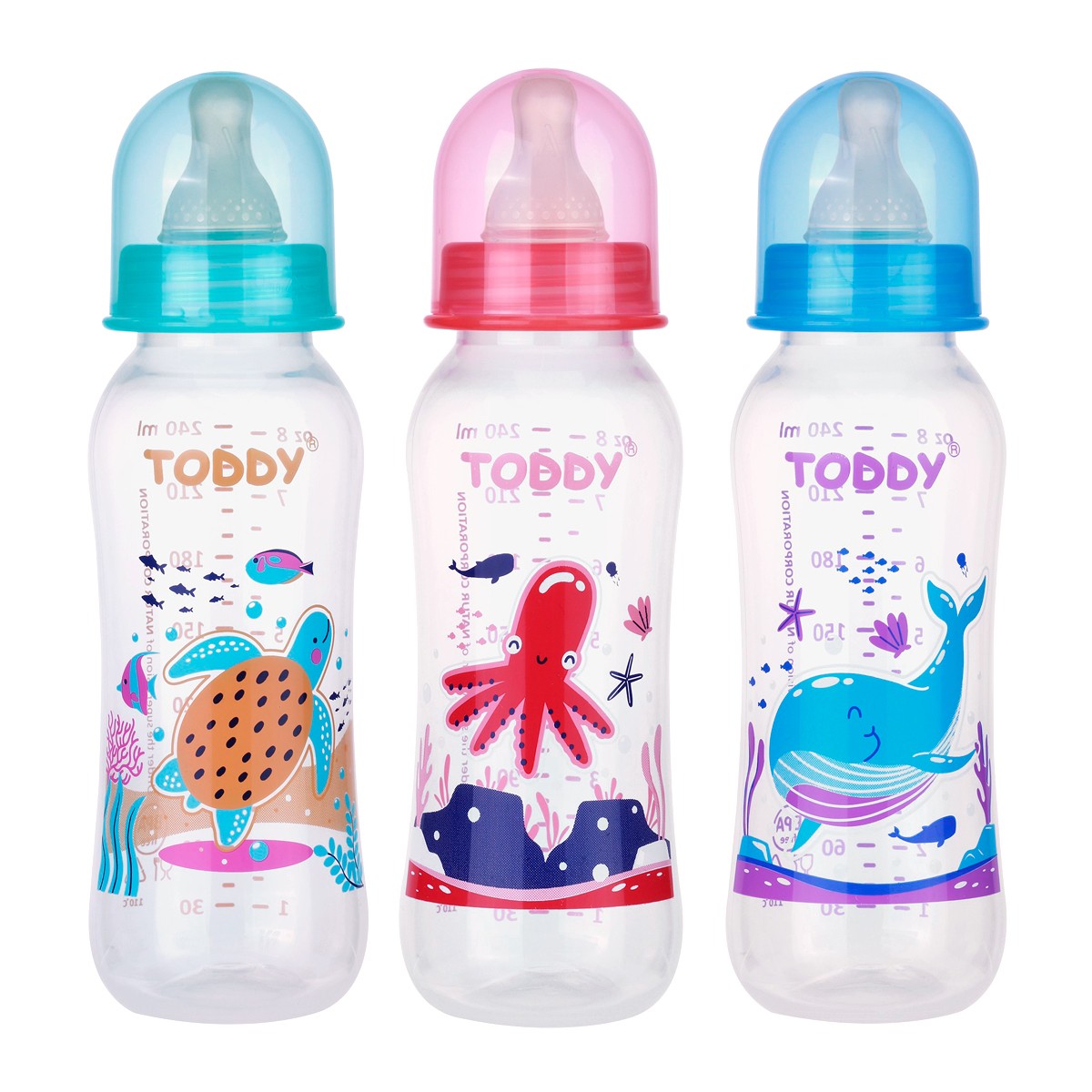TODDY Peanut Shape Response Bottle 8 oz. Pack 3 Assorted Patterns