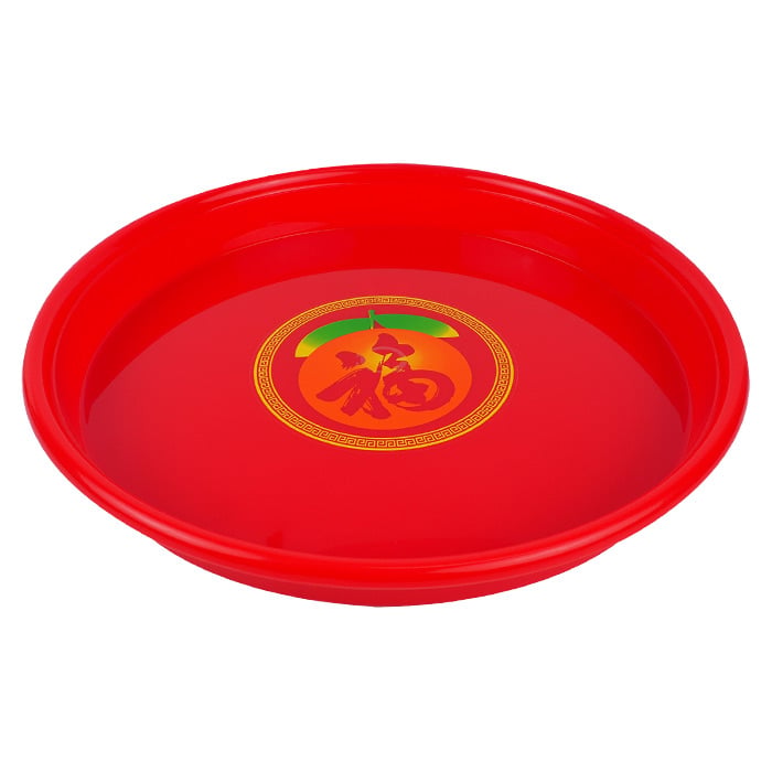 Round Tray with Golden Orange Pattern Model 2690 Red Color