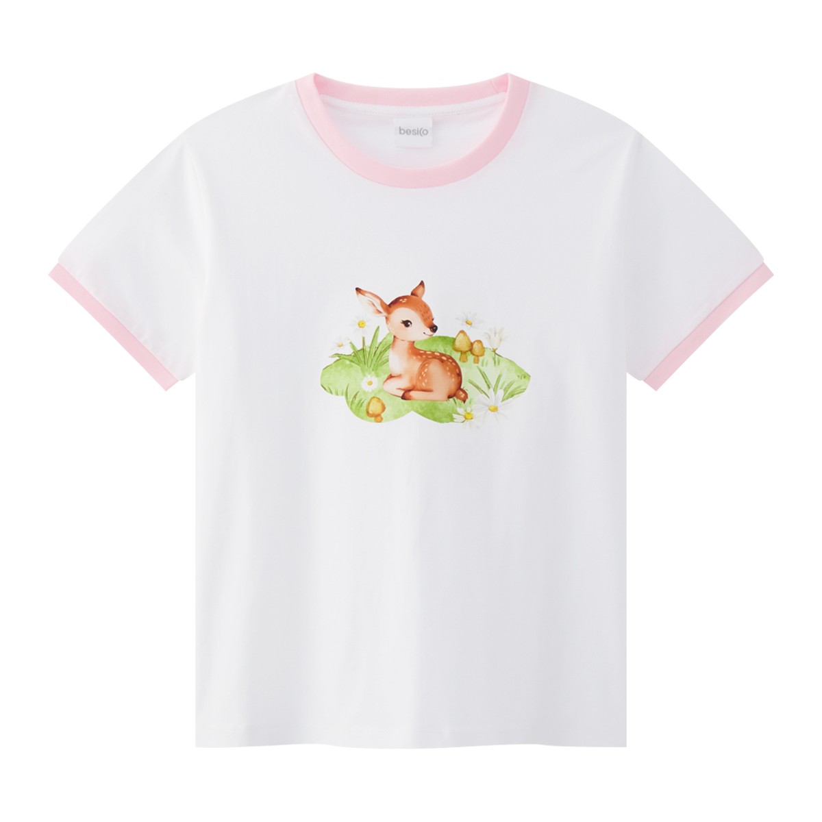 BESICO Women's Short Sleeve T-Shirt Model. FASL25Q4LC014 White Color
