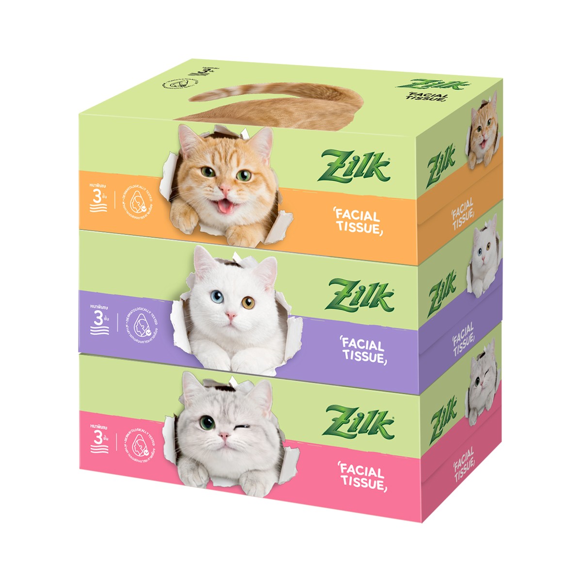 ZILK 3-Ply Fun box 80 Sheets Pack 3 pcs.
