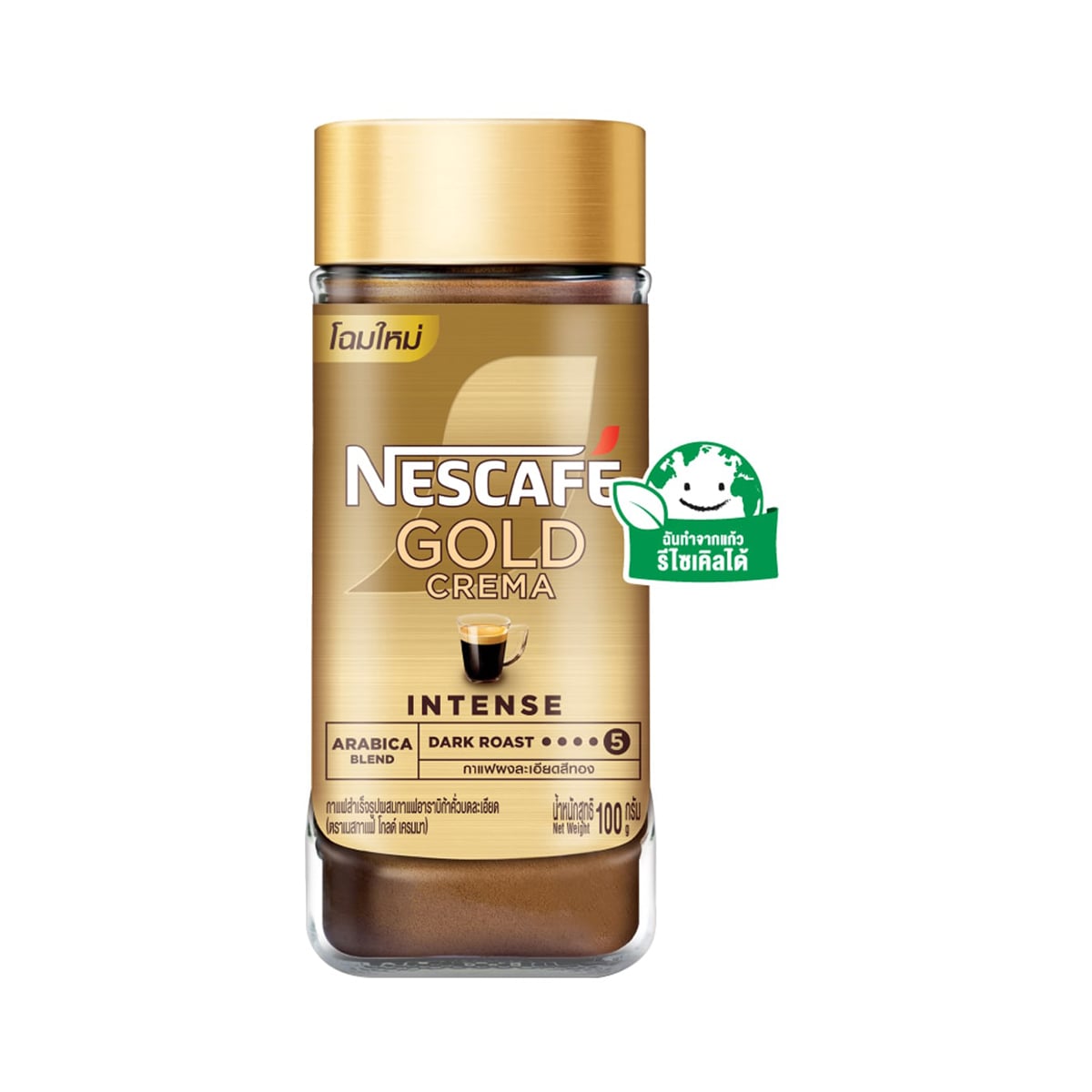 NESCAFE GOLD INSTANT COFFEE MIXED WITH FINELY GROUND ROASTED COFFEE Crema Formula Bottle 100 g.