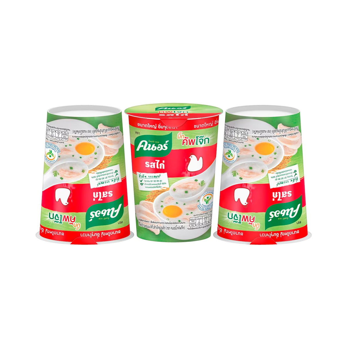 คนอร์ คัพโจ๊ก โจ๊กข้าวหอมมะลิกึ่งสำเร็จรูป รสไก่ 45 ก. แพ็ค 3