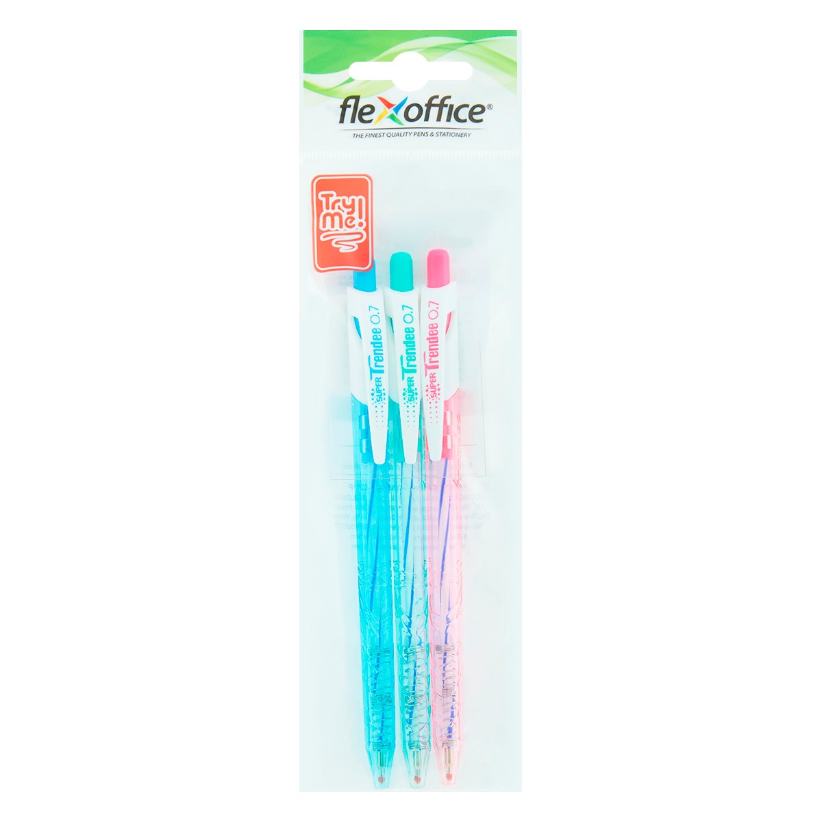 FLEX OFFICE Blue Pen Size 0.7 mm. Model FO-GELB09 Pack 3