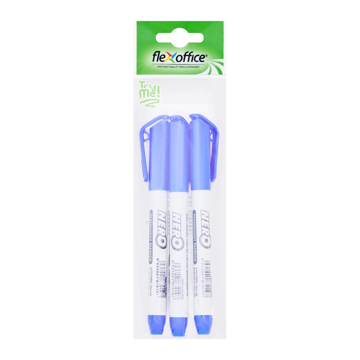 เฟล็กซ์ ออฟฟิศ ปากกาเคมี รุ่น FO-PM02 ขนาด 1.0 มม. สีน้ำเงิน แพ็ค 3