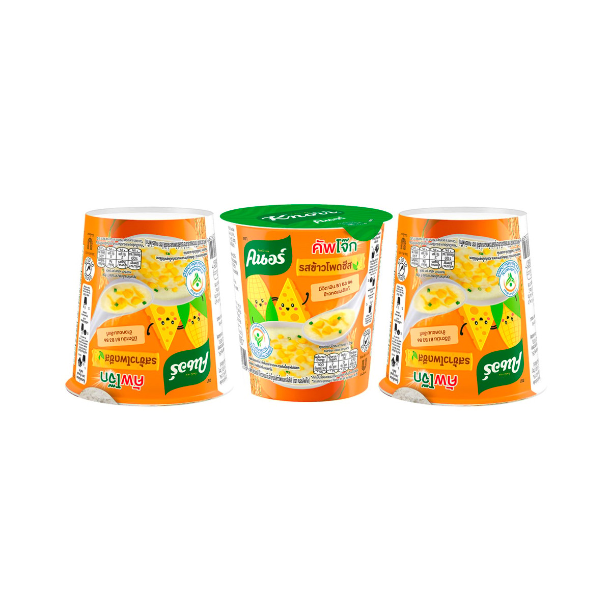 KNORR Cup Jok Cup Porridge Corn Cheese Flavour 28 g. Pack 3