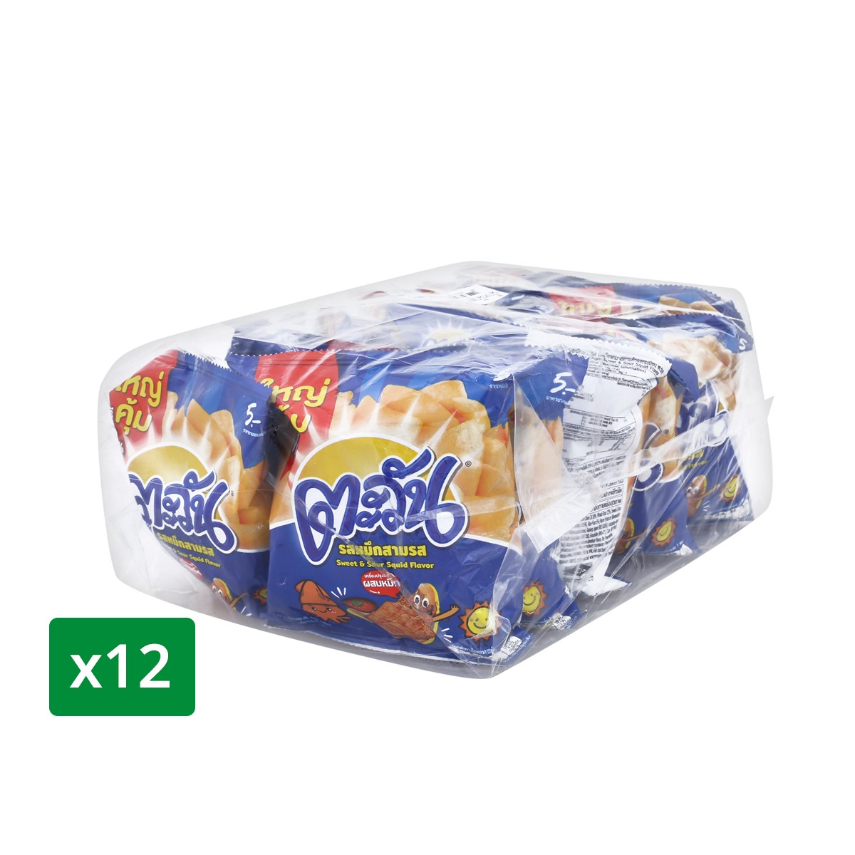 TAWAN Crisp Rice Squid Flavor 16 g. Pack 12