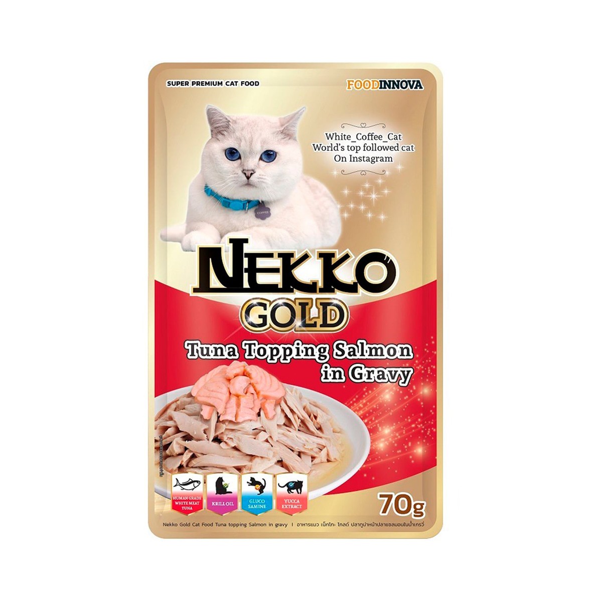 NEKKO Gold Wet Cat Food Tuna Topping Salmon in Gravy 70 g.