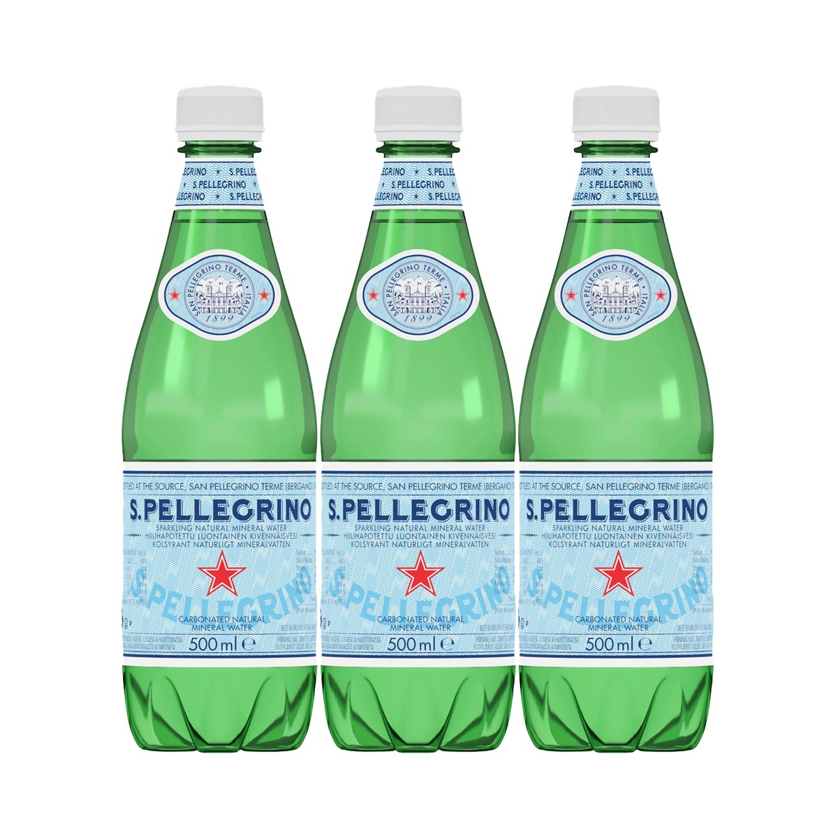 SANPELLEGRINO Natural Mineral Water with Bubbles 500ml. Pack3