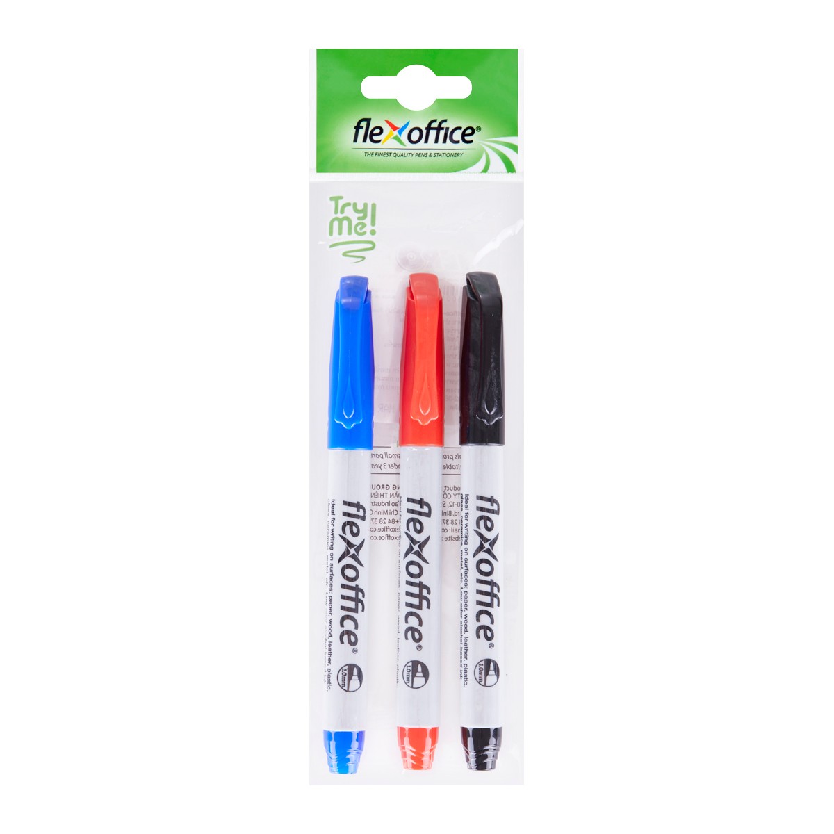 FLEX OFFICE Permanent Marker 1.0 mm. Model FO-PM02 Color Blue, Red and Black